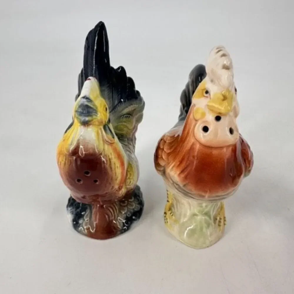 Vintage Rooster &‎ Hen Salt & Pepper Shakers plus bonus Made in Japan
